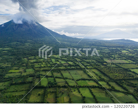Green volcano valley in Ometepe island 120220726