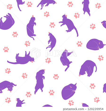 Mystical seamless pattern of cats in boho style, silhouette collection Mystical seamless pattern of cats in boho style, silhouette collection 120220954