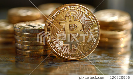 High-Resolution Bitcoin Stock Concept Image. Generative AI 120220996