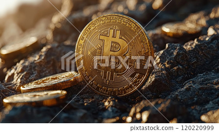 High-Resolution Bitcoin Stock Concept Image. Generative AI 120220999