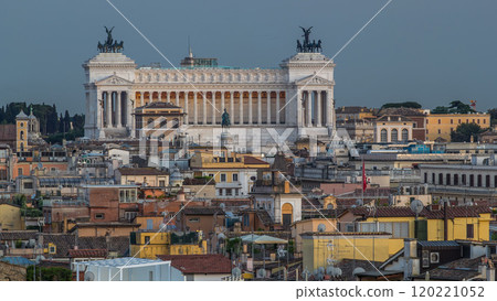 View from the Pincio Landmark day to night timelapse in Rome, Italy on a beautiful warm spring evening 120221052