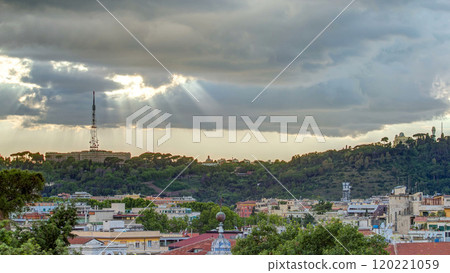 Cityscape of Rome timelapse under a dramatic sky as seen from the Pincio hill, Italy Cityscape of Rome timelapse under a dramatic sky as seen from the Pincio hill, Italy 120221059