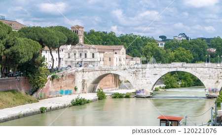 isola tiberina timelapse is the biggest island of tibera river in rome. isola tiberina timelapse is the biggest island of tibera river in rome. 120221076