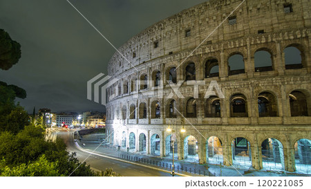Colosseum illuminated at night timelapse hyperlapse in Rome, Italy Colosseum illuminated at night timelapse hyperlapse in Rome, Italy 120221085