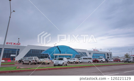 Airport in the city of Aktobe timelapse hyperlapse. Airport in the city of Aktobe timelapse hyperlapse. 120221129