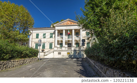Museo Di Villa Ferrajoli in beautiful town of Albano Laziale timelapse hyperlapse, Italy 120221138