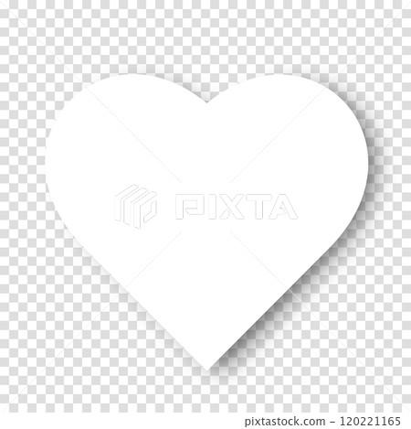 A white heart with a shadow on a transparent background. The paper heart effect. 120221165