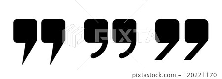 A set of black quotation mark icons, commas on a white background. A set of black quotation mark icons, commas on a white background. 120221170