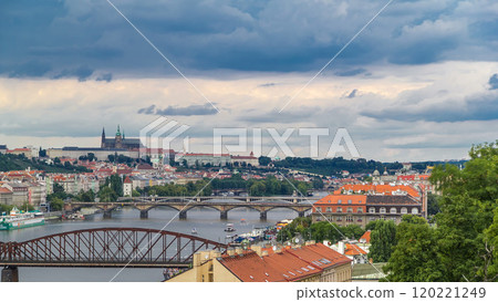 View of Prague timelapse from the observation deck of Visegrad. Prague. Czech Republic. 120221249