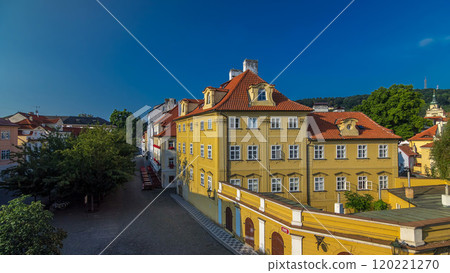House roofs on Kampa Island near Charles Bridge timelapse hyperlapse, Prague, Czech Republic 120221270