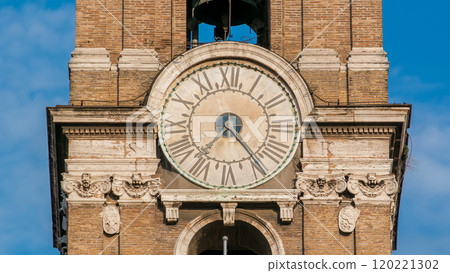 Clock tower on Neo classic museums buildings timelapse Clock tower on Neo classic museums buildings timelapse 120221302