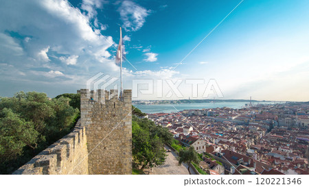 Bird view of Lisboa downtown. Baixa rooftops with the Commerce square. Portugal timelapse Bird view of Lisboa downtown. Baixa rooftops with the Commerce square. Portugal timelapse 120221346