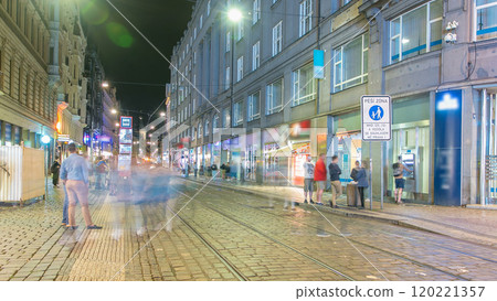 Wenceslas Square in Prague at night timelapse, dusk time. Wenceslas Square in Prague at night timelapse, dusk time. 120221357