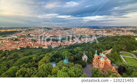 Wonderful timelapse View To The City Of Prague From Petrin Observation Tower In Czech Republic 120221403