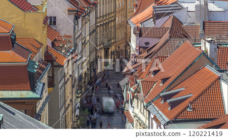 View from the height Powder Tower in Prague timelapse. Historical and cultural monument View from the height Powder Tower in Prague timelapse. Historical and cultural monument 120221419