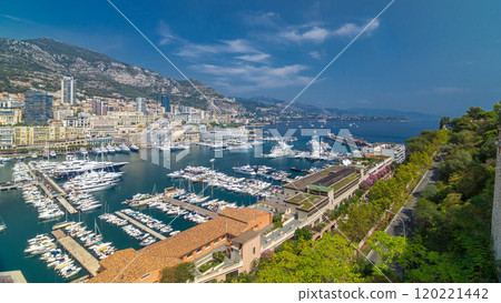 Monte Carlo city aerial panorama timelapse. Port Hercule. Monte Carlo city aerial panorama timelapse. Port Hercule. 120221442
