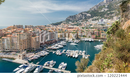 Panoramic view of Fontvieille timelapse - new district of Monaco. 120221444