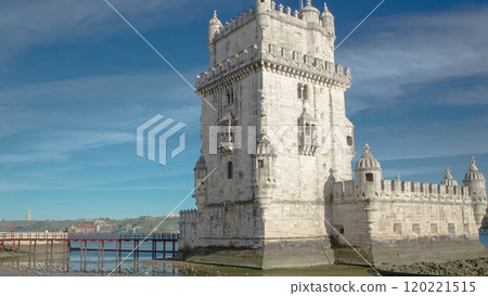 Belem Tower is a fortified tower located in the civil parish of Santa Maria de Belem in Lisbon, Portugal timelapse Belem Tower is a fortified tower located in the civil parish of Santa Maria de Belem in Lisbon, Portugal timelapse 120221515