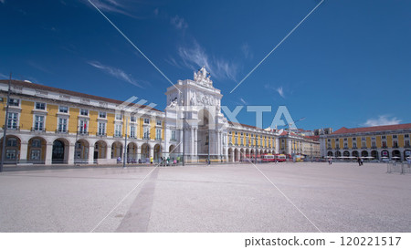Commerce Square in downtown Lisbon, one of the largest squares in Europe timelapse hyperlapse 120221517