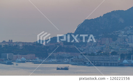 Cityscape of Monte Carlo day to night timelapse, Monaco after summer sunset. 120221556