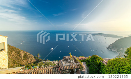 Scenic timelapse view of the Mediterranean coastline of the town of Eze village on the French Riviera Scenic timelapse view of the Mediterranean coastline of the town of Eze village on the French Riviera 120221565