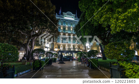 Hotel Hermitage in Monte Carlo night timelapse hyperlapse, Monaco. Hotel Hermitage in Monte Carlo night timelapse hyperlapse, Monaco. 120221603