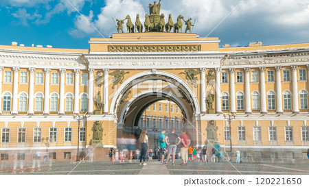 The General Staff building timelapse - a historic building, is located on the Palace Square in St. Petersburg. The General Staff building timelapse - a historic building, is located on the Palace Square in St. Petersburg. 120221650