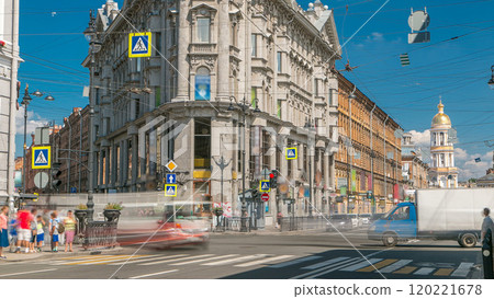 Crossroads five corners timelapse. ST. Petersburg, Russia Crossroads five corners timelapse. ST. Petersburg, Russia 120221678