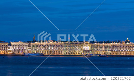 The Palace embankment and the Winter Palace timelapse June night. St. Petersburg, Russia 120221702