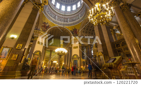 Interior of Kazan Cathedral with people timelapse. Petersburg, Russia 120221720