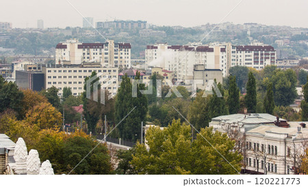Houses in Kharkiv city from above timelapse. Aerial view of the city center and residential districts. Ukraine. Houses in Kharkiv city from above timelapse. Aerial view of the city center and residential districts. Ukraine. 120221773
