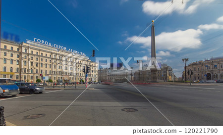 Vosstaniya square and Obelisk Hero City Leningrad timelapse hyperlapse. ST.PETERSBURG, RUSSIA Vosstaniya square and Obelisk Hero City Leningrad timelapse hyperlapse. ST.PETERSBURG, RUSSIA 120221790