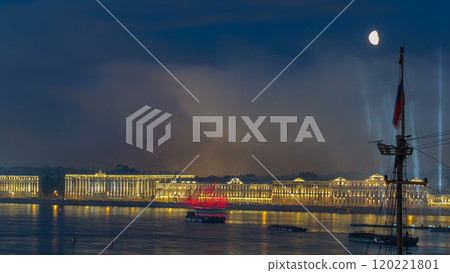 Fireworks timelapse over the city of St. Petersburg Russia on the feast of Scarlet Sails, view from rooftop. Fireworks timelapse over the city of St. Petersburg Russia on the feast of Scarlet Sails, view from rooftop. 120221801
