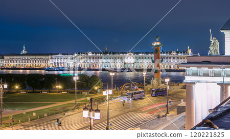 The Palace embankment and the Winter Palace timelapse June night. St. Petersburg, Russia 120221825