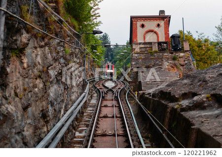 Funicular Railway on Mountain Slope with Historical Architecture Funicular Railway on Mountain Slope with Historical Architecture 120221962