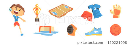 Soccer or Football Player Object and Equipment Vector Set 120221998