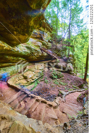Hocking Hills Rocky Steps and Bridge Path Eye-Level View 120222201