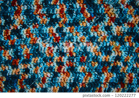 Colorful Crochet Yarn Pattern Top Down View 120222277