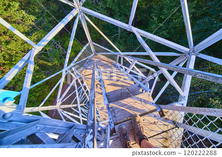 Forest Adventure Ash Cave Fire Tower Hocking Hills Aerial Looking Down 120222288