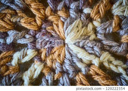 Intricate Crochet Yarn Textures in Earthy Tones Macro View Intricate Crochet Yarn Textures in Earthy Tones Macro View 120222354