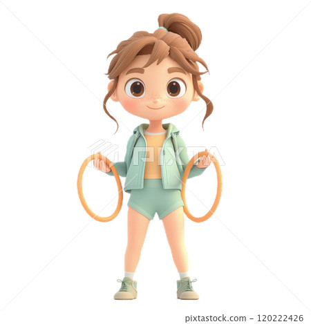 Happy Cartoon Girl Ready for Gymnastics 120222426