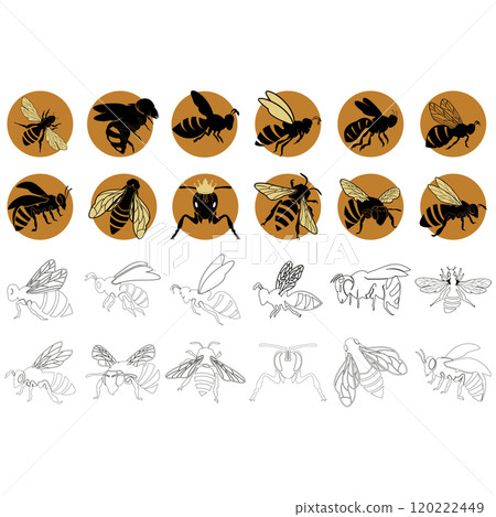 Icon set animal bee logo Icon set animal bee logo 120222449