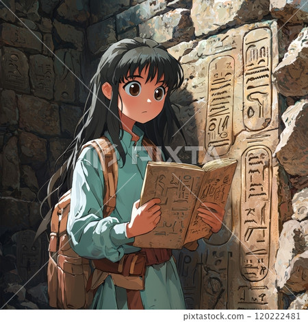 Young Explorer Deciphering Ancient Hieroglyphs 120222481