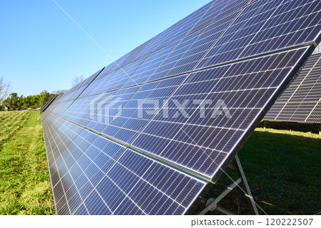 Solar Panels in Rural Indiana Vibrant Eye-Level View 120222507