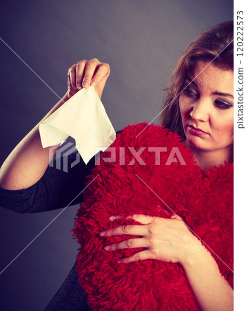 Sad, heartbroken woman crying having depression Sad, heartbroken woman crying having depression 120222573