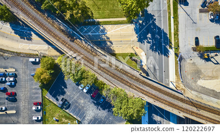 Aerial Railway Intersection Over Fort Wayne Urban Landscape 120222697