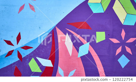 Vibrant Abstract Geometric Mural Eye-Level View 120222754