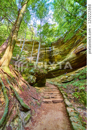 Forest Trail Through Canyon in Hocking Hills Ohio Eye-Level Perspective 120222868
