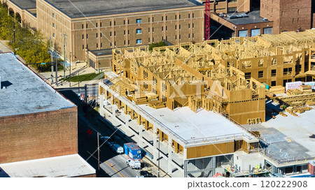 Aerial of Urban Construction and Brick Buildings in Fort Wayne Aerial of Urban Construction and Brick Buildings in Fort Wayne 120222908