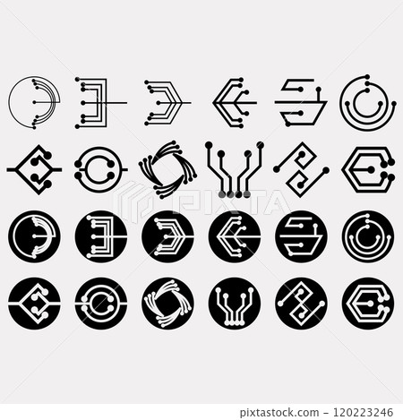 Electronic circuit board icon set Electronic circuit board icon set 120223246
